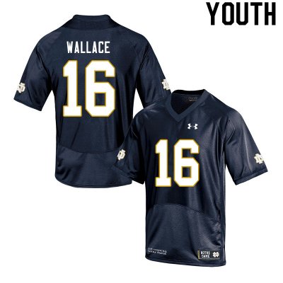 Notre Dame Fighting Irish Youth KJ Wallace #16 Navy Under Armour Authentic Stitched College NCAA Football Jersey ZSE6199TO